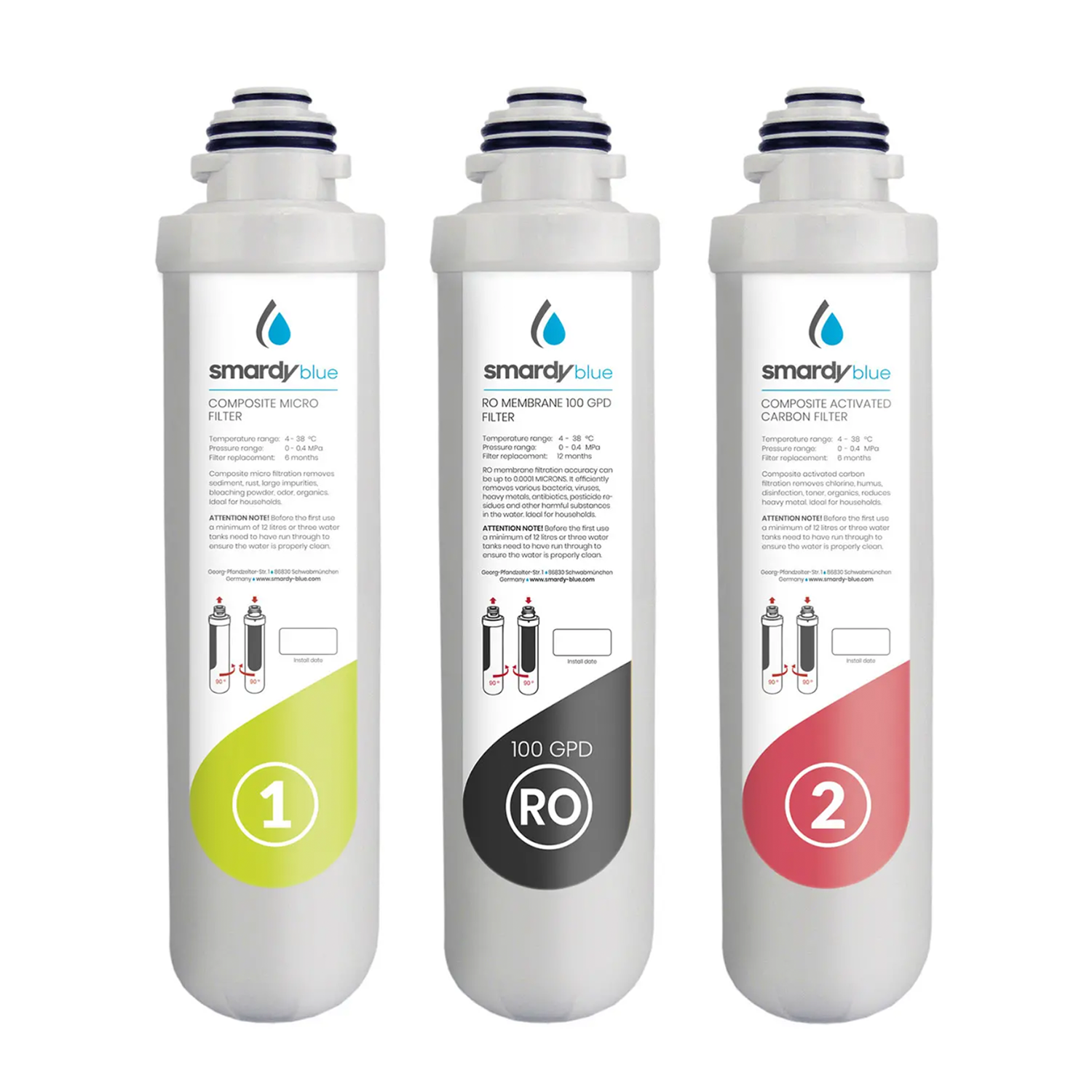 SmardyBlue 3in1 Ersatzfilter-Set (100GPD) für tata™