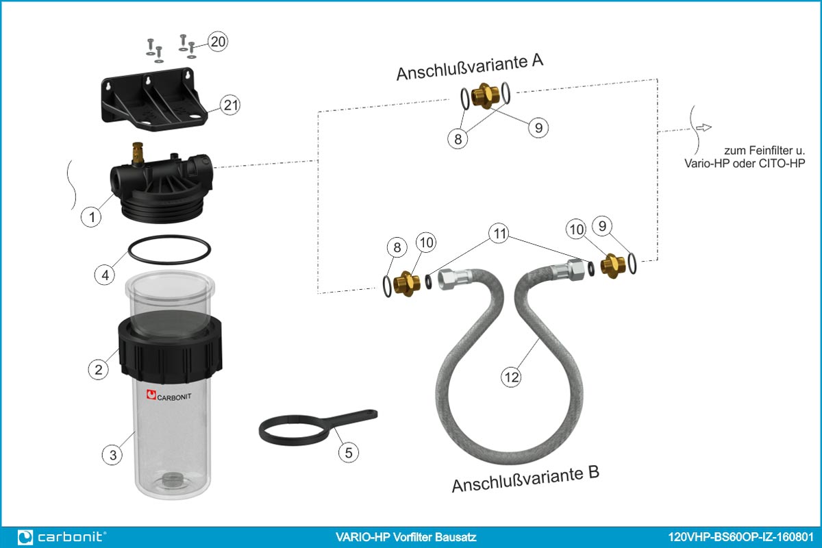 Carbonit Vario-HP Vorfilterbausatz | Grundmodul