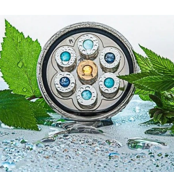 Kristall Wirbeldusche "Larimar Blue Ocean 7" | Platin Bronze-Edition | Life Power