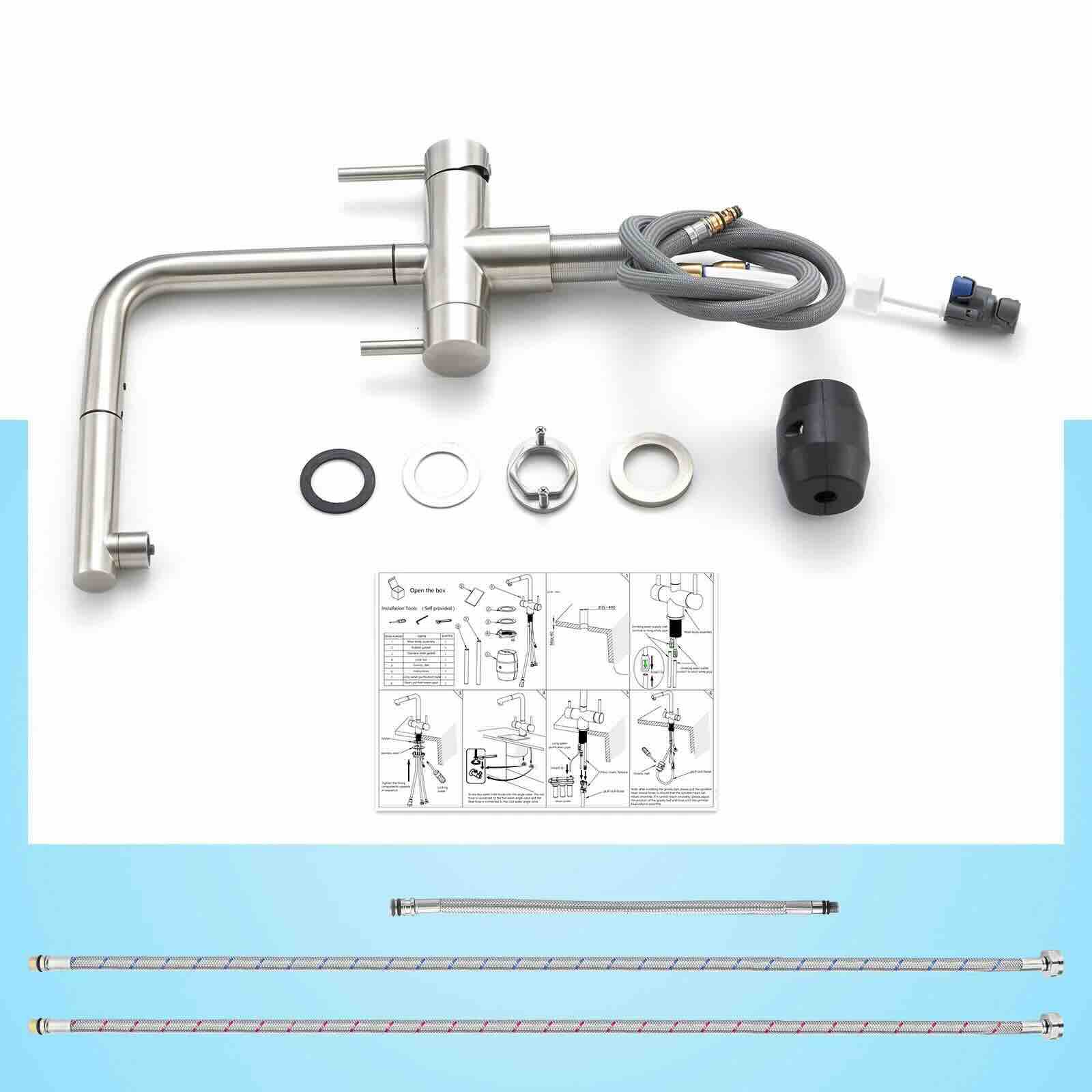 Wasserhahn 3in1 | Hydroselect mit ausziehbarer Brause (Edelstahl)