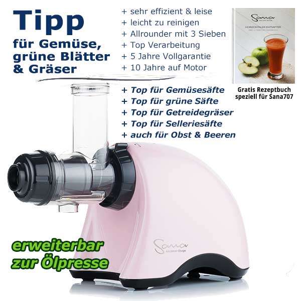 Sana Juicer EUJ 707 | Entsafter mit optionaler Ölpresse | Pastellaktion