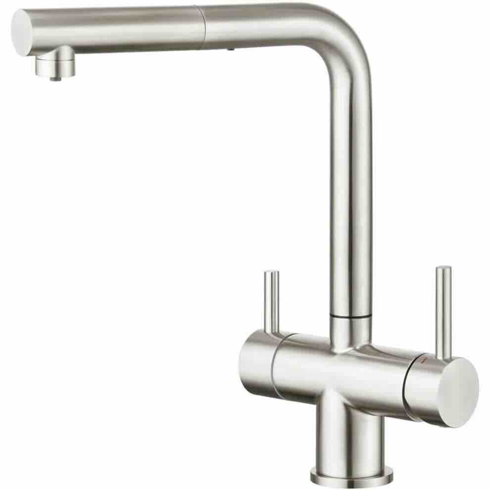 Wasserhahn 3in1 | Hydroselect mit ausziehbarer Brause (Edelstahl)
