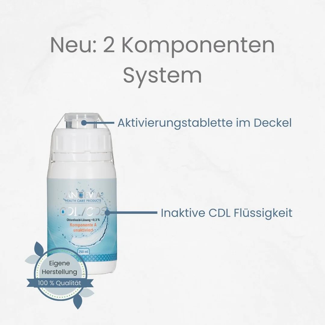 ANCEVIA Chlordioxid CDL | 2 Komponenten (A-250ml + B-Tablette | Desinfektion Wasserfilter