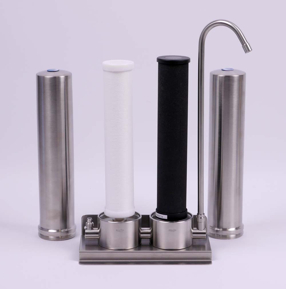 Auftischfilter AquaAvanti Twin Edelstahl | für Carbonit Filter