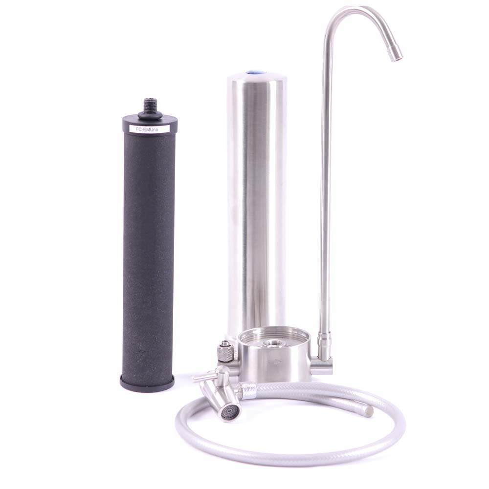 AquaAvanti Uno Auftischfilter | Edelstahl | für Carbonit Filter